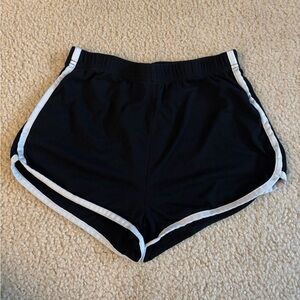 SHEIN Black Athletic Shorts with White Accents